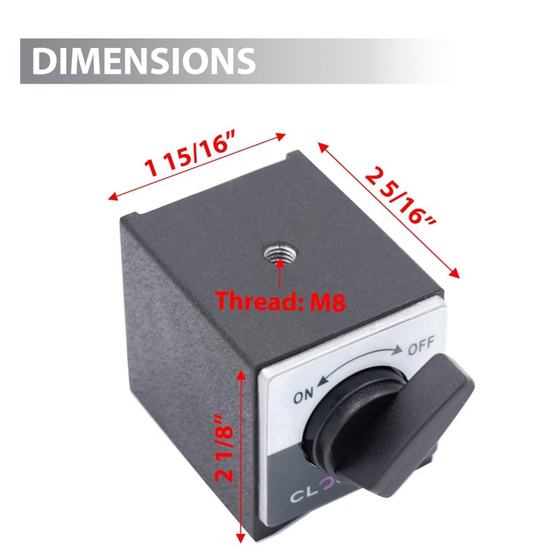 Clockwise Tools Magnetic Base, MGBR-B, Magnet ONLY, with ON/Off Switch, 176 lbs Max Pull Force - Image 2